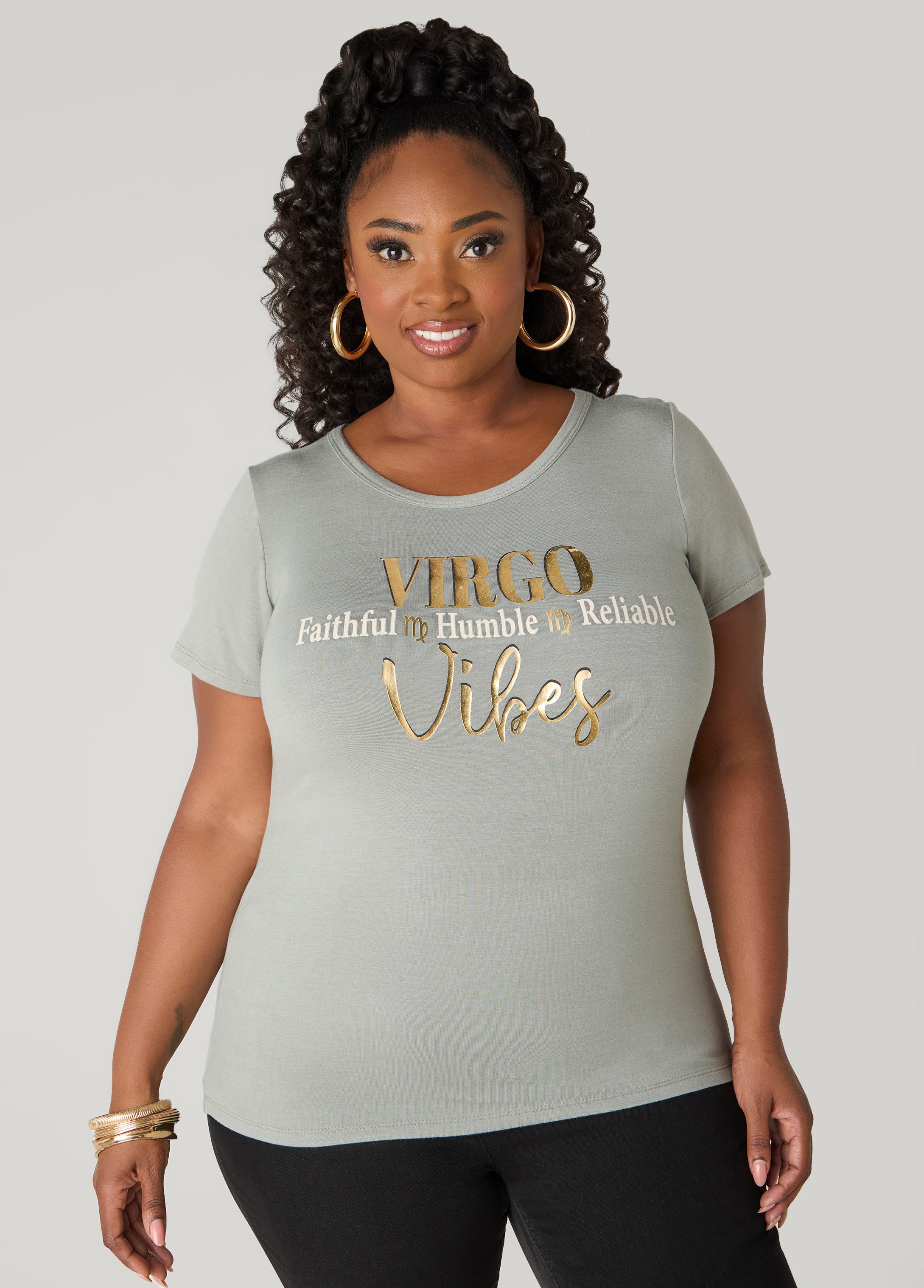 Plus Size Virgo Vibes Graphic Tee, Olive, 18/20 - Ashley Stewart