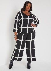 Plus Size Windowpane Sweater Pants, Caramel Cafe, 34/36 - Ashley Stewart