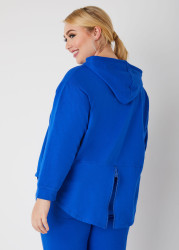 Plus Size Zip Detailed Hi Low Hoodie, EDEN, 30/32 - Ashley Stewart