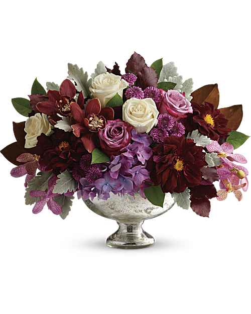 Purple | Mixed Bouquets | Beautiful Harvest Centerpiece Bouquet | Same Day Flower Delivery by Teleflora