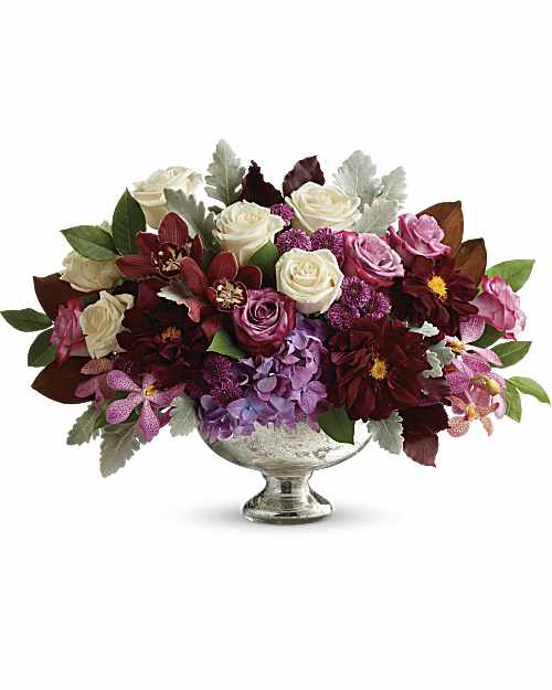 Purple | Mixed Bouquets | Beautiful Harvest Centerpiece Bouquet | Same Day Flower Delivery by Teleflora