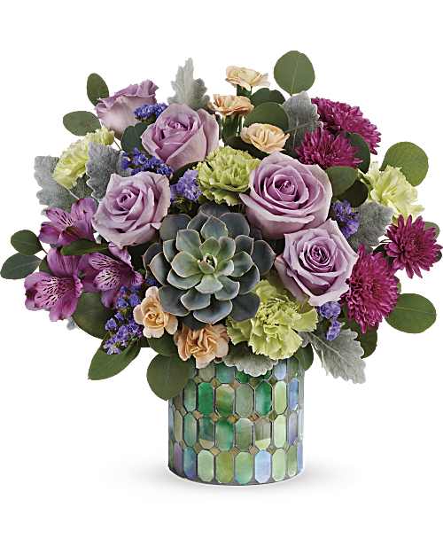 Purple | Mixed Bouquets | Marvelous Mosaic Bouquet | Same Day Flower Delivery by Teleflora