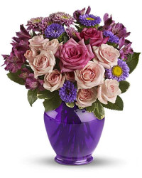 Purple | Mixed Bouquets | Purple Medley Bouquet With Roses | Same Day Flower Delivery by Teleflora