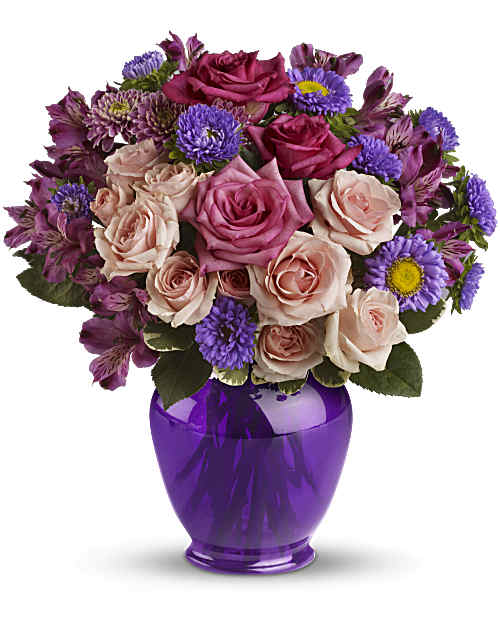 Purple | Mixed Bouquets | Purple Medley Bouquet With Roses | Same Day Flower Delivery by Teleflora