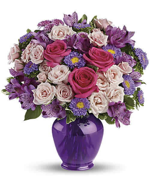 Purple | Mixed Bouquets | Purple Medley Bouquet With Roses | Same Day Flower Delivery by Teleflora