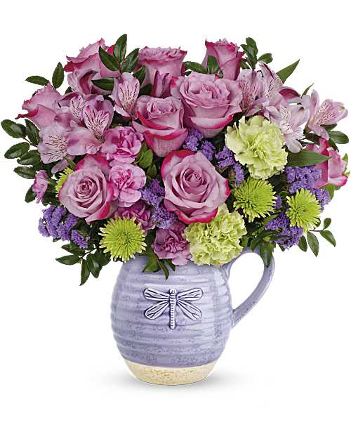 Purple | Mixed Bouquets | Whimsical Dragonfly Bouquet | Same Day Flower Delivery by Teleflora