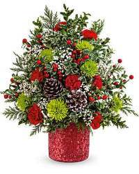 Red | Carnations | Holiday Cheer Tree | Same Day Flower Delivery by Teleflora
