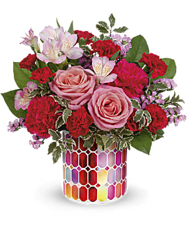 Red | Mixed Bouquets | Charming Mosaic Bouquet | Same Day Flower Delivery by Teleflora