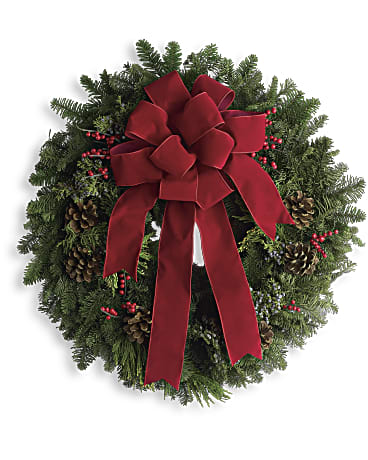Red | Mixed Bouquets | Classic Holiday Wreath | Same Day Flower Delivery by Teleflora