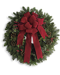 Red | Mixed Bouquets | Classic Holiday Wreath | Same Day Flower Delivery by Teleflora