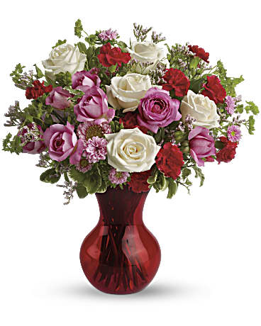 Red | Mixed Bouquets | Splendid In Red Bouquet With Roses | Same Day Flower Delivery by Teleflora