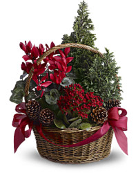 Red | Mixed Bouquets | Tannenbaum Basket | Same Day Flower Delivery by Teleflora