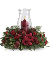 Red | Roses | Holiday Glow Centerpiece | Same Day Flower Delivery by Teleflora