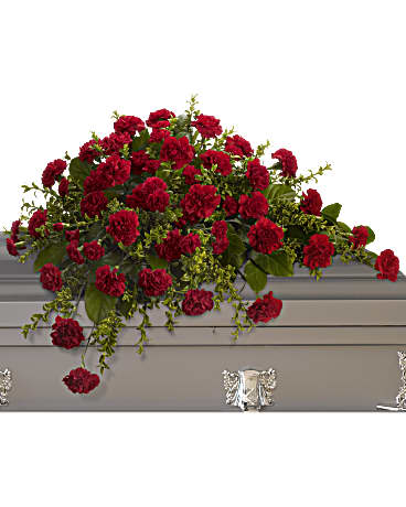 Red | Carnations | Adoration Casket Spray | Same Day Flower Delivery by Teleflora