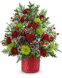 Red | Carnations | Holiday Cheer Tree | Same Day Flower Delivery by Teleflora