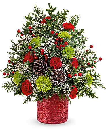 Red | Carnations | Holiday Cheer Tree | Same Day Flower Delivery by Teleflora