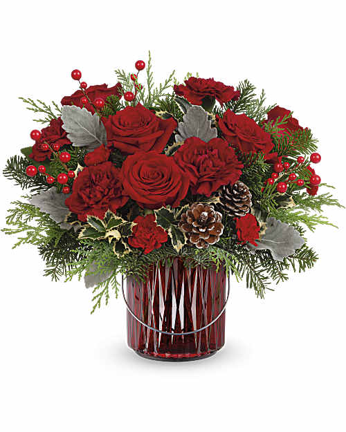 Red | Carnations | Merry Glow Bouquet | Same Day Flower Delivery by Teleflora