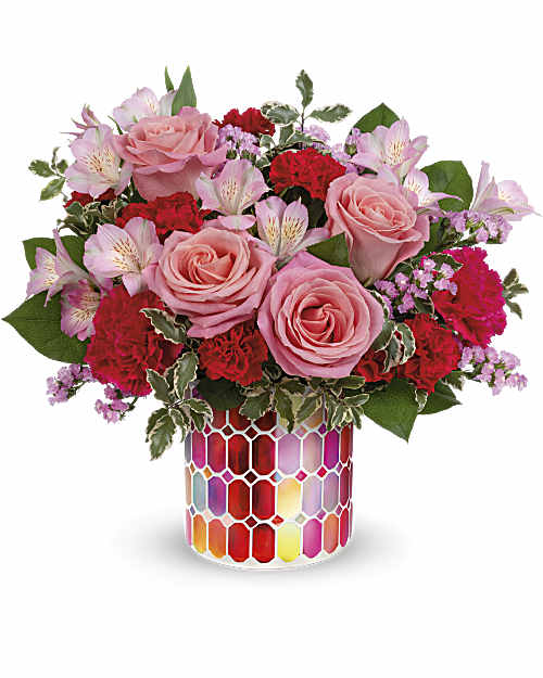 Red | Mixed Bouquets | Charming Mosaic Bouquet | Same Day Flower Delivery by Teleflora