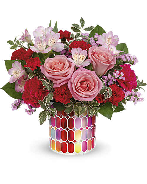 Red | Mixed Bouquets | Charming Mosaic Bouquet | Same Day Flower Delivery by Teleflora