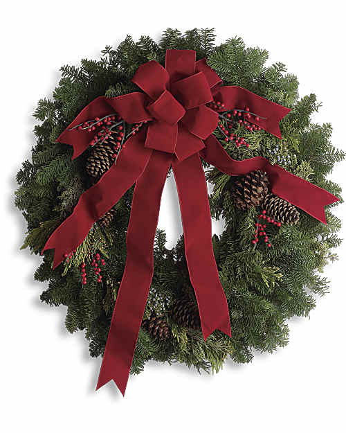 Red | Mixed Bouquets | Classic Holiday Wreath | Same Day Flower Delivery by Teleflora