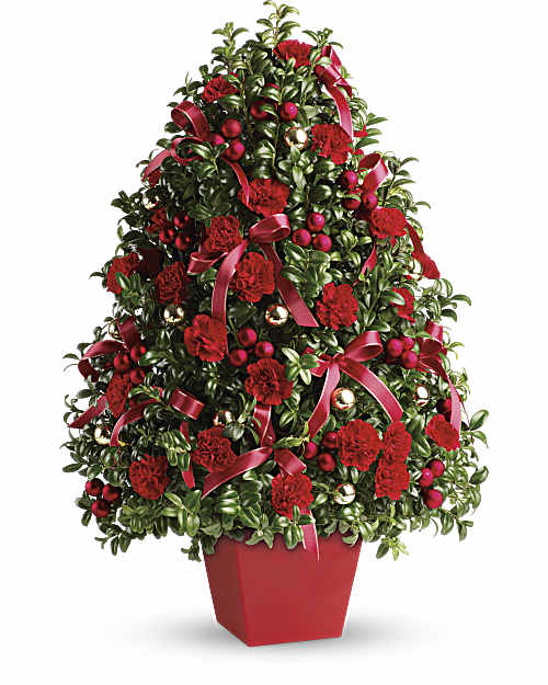 Red | Mixed Bouquets | Deck The Halls Tree | Same Day Flower Delivery by Teleflora