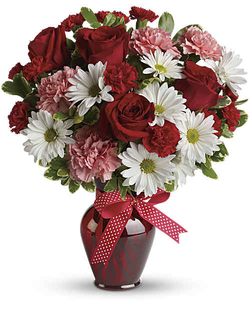 Red | Mixed Bouquets | Hugs And Kisses Bouquet With Red Roses | Same Day Flower Delivery by Teleflora