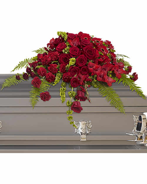 Red | Mixed Bouquets | Red Rose Sanctuary Casket Spray | Same Day Flower Delivery by Teleflora