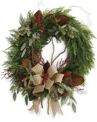 Red | Mixed Bouquets | Rustic Holiday Wreath | Same Day Flower Delivery by Teleflora