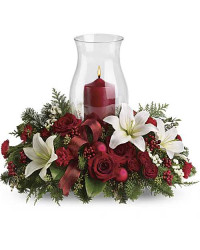Red | Roses | Holiday Glow Centerpiece | Same Day Flower Delivery by Teleflora
