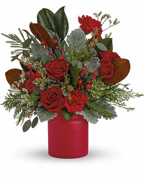 Red | Roses | Wild & Wonderful Christmas Bouquet | Same Day Flower Delivery by Teleflora