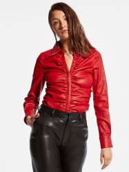 ROUGE STRETCH LEATHER BLOUSE