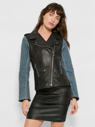 THE EDITOR LEATHER DENIM JACKET