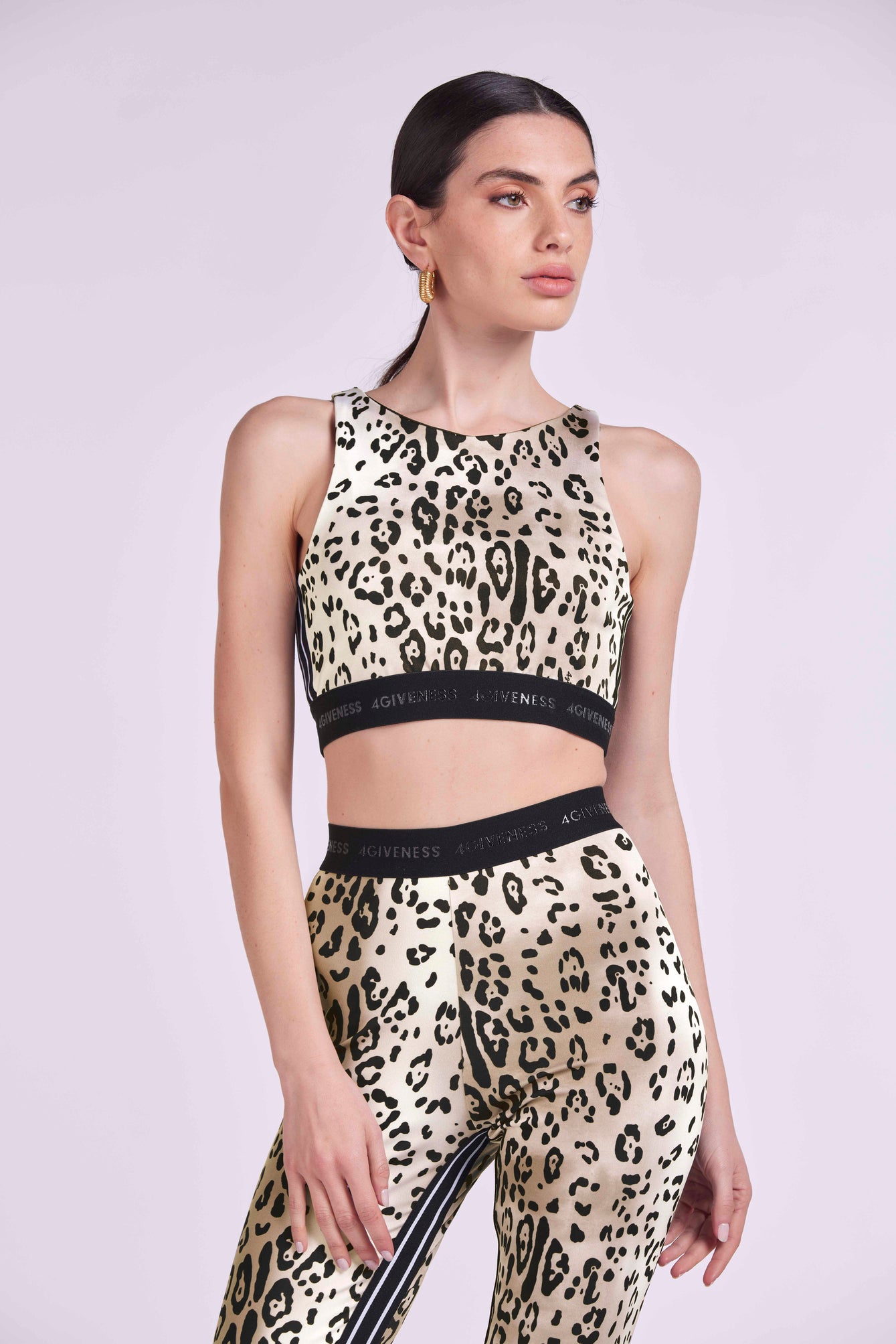 Top Lycra Leopardata with bands and elastic logo