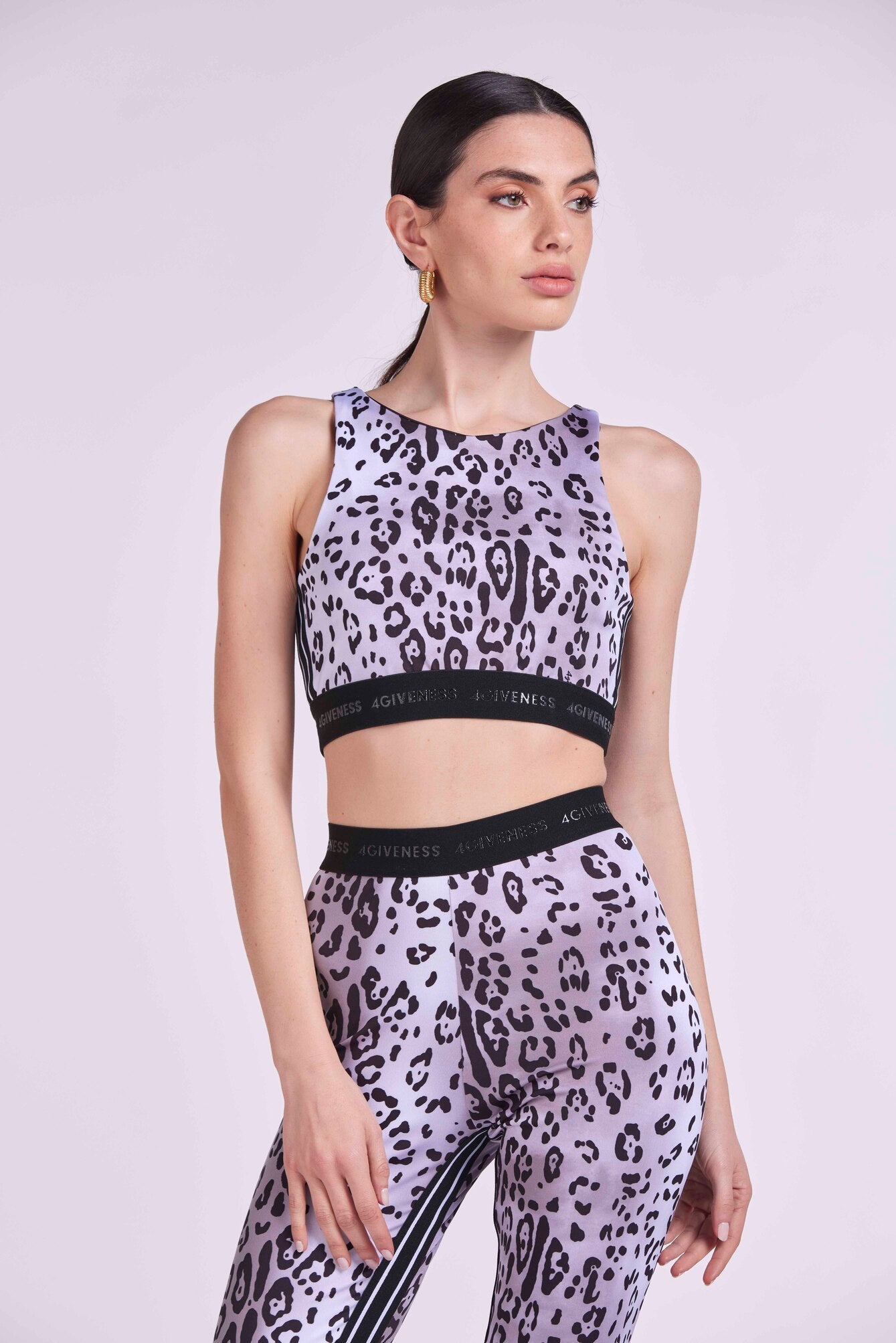 Top Lycra Leopardata with bands and elastic logo