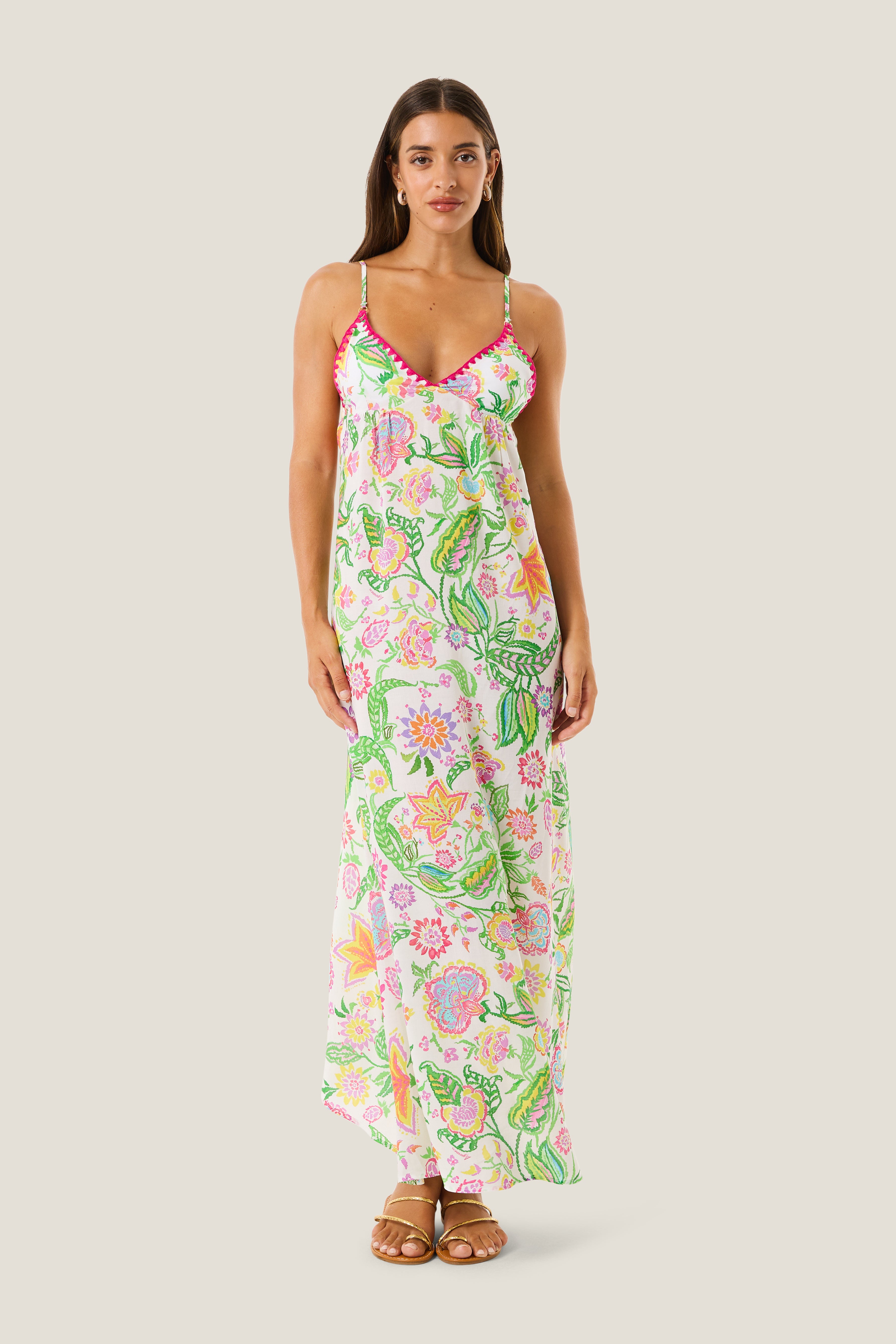 VESTITO LUNGO MORBIDO FLOWERS COLORS