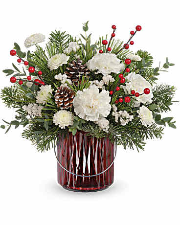 White | Carnations | Gleaming Holiday Bouquet | Same Day Flower Delivery by Teleflora