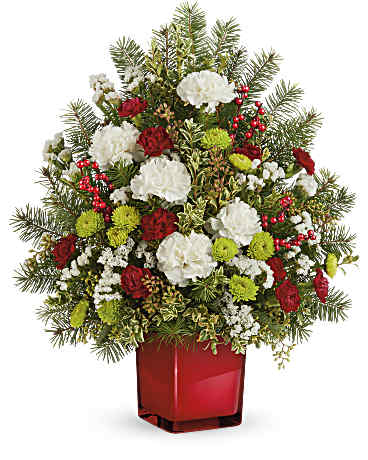 White | Carnations | Radiant Winter Tree Bouquet | Same Day Flower Delivery by Teleflora