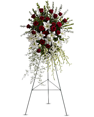 White | Mixed Bouquets | Lily And Rose Tribute Spray | Same Day Flower Delivery by Teleflora