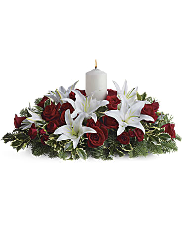 White | Mixed Bouquets | Luminous Lilies Centerpiece | Same Day Flower Delivery by Teleflora