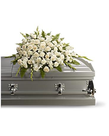 White | Mixed Bouquets | Silken Serenity Casket Spray | Same Day Flower Delivery by Teleflora