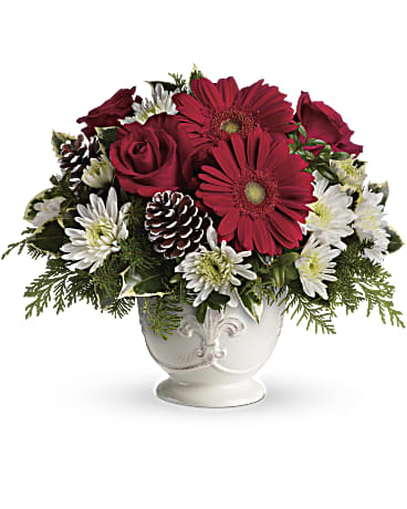 White | Mixed Bouquets | Simply Merry Centerpiece Bouquet | Same Day Flower Delivery by Teleflora