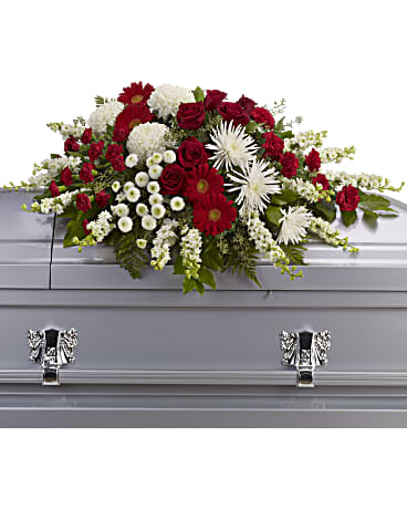 White | Mixed Bouquets | Strength And Wisdom Casket Spray | Same Day Flower Delivery by Teleflora