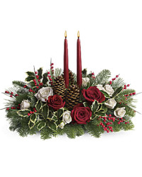 White | Roses | Christmas Wishes Centerpiece | Same Day Flower Delivery by Teleflora