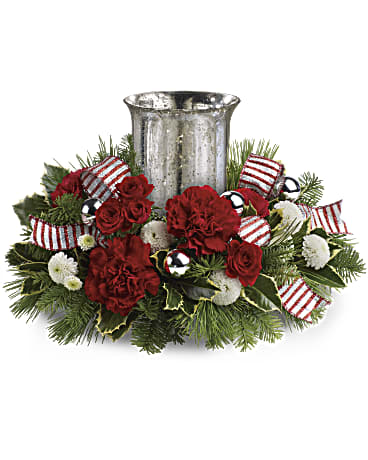 White | Roses | Holly Jolly Centerpiece | Same Day Flower Delivery by Teleflora