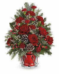 White | Roses | Yuletide Sparkle Tree | Same Day Flower Delivery by Teleflora