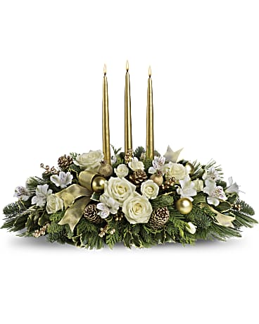 White | Alstroemeria | Royal Christmas Centerpiece | Same Day Flower Delivery by Teleflora