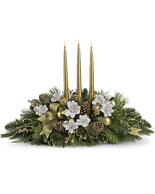 White | Alstroemeria | Royal Christmas Centerpiece | Same Day Flower Delivery by Teleflora