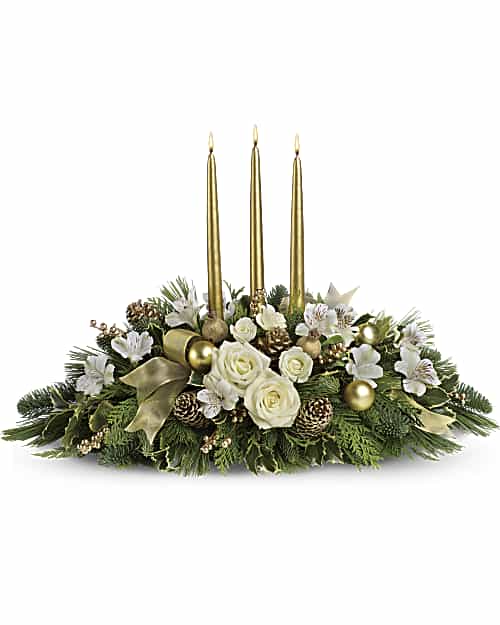 White | Alstroemeria | Royal Christmas Centerpiece | Same Day Flower Delivery by Teleflora