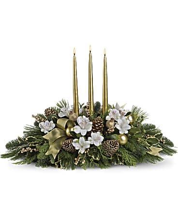 White | Alstroemeria | Royal Christmas Centerpiece | Same Day Flower Delivery by Teleflora