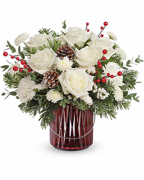 White | Carnations | Gleaming Holiday Bouquet | Same Day Flower Delivery by Teleflora